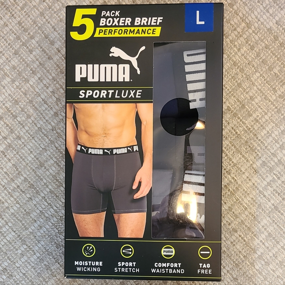 NWT'S - PUMA - Sportluxe Performance Boxer Briefs - 5 Pack - Size L & XL